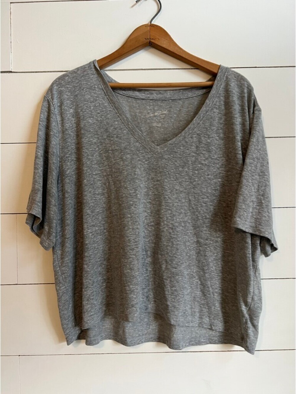 Universal Thread Linen Blend V-Neck Tee Gray Women's Size XL Summer Classic Boho